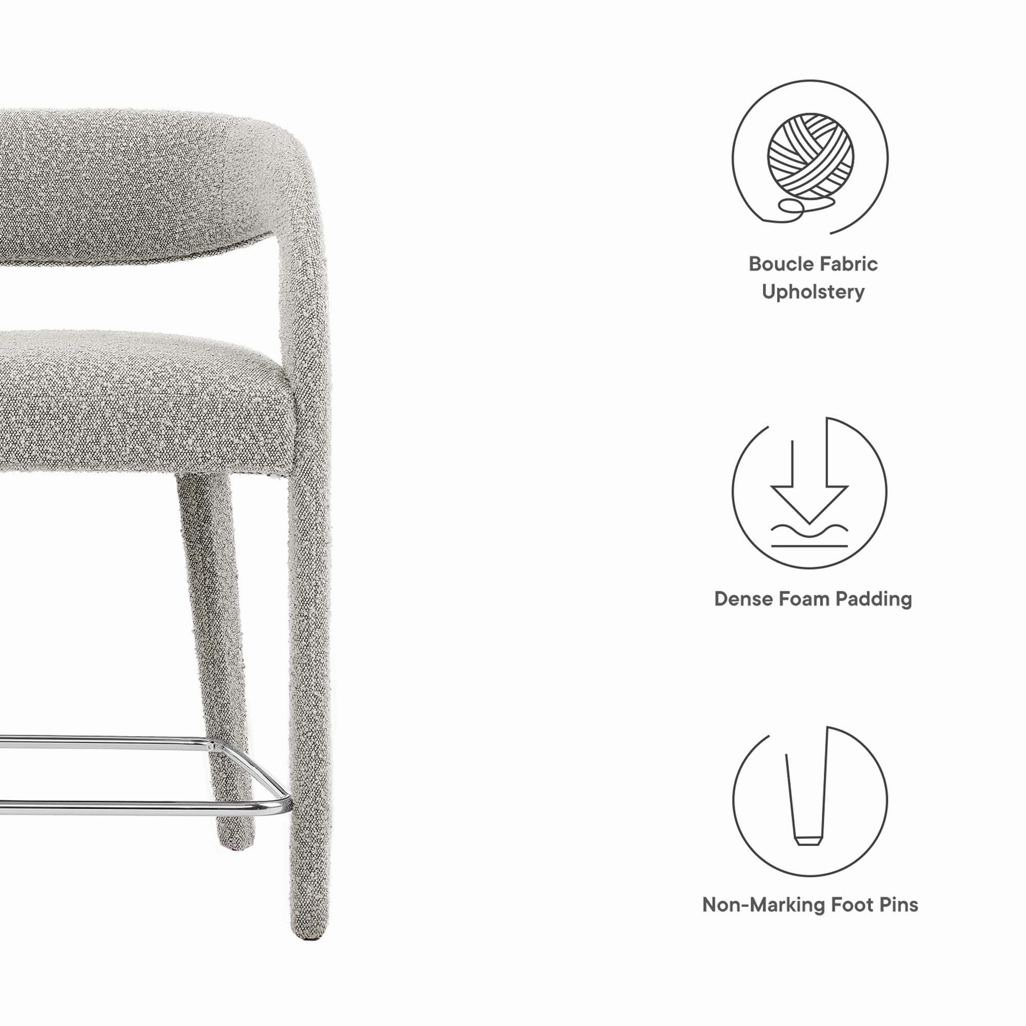 Pinnacle Boucle Upholstered Counter Stool Set of Two by Modway
