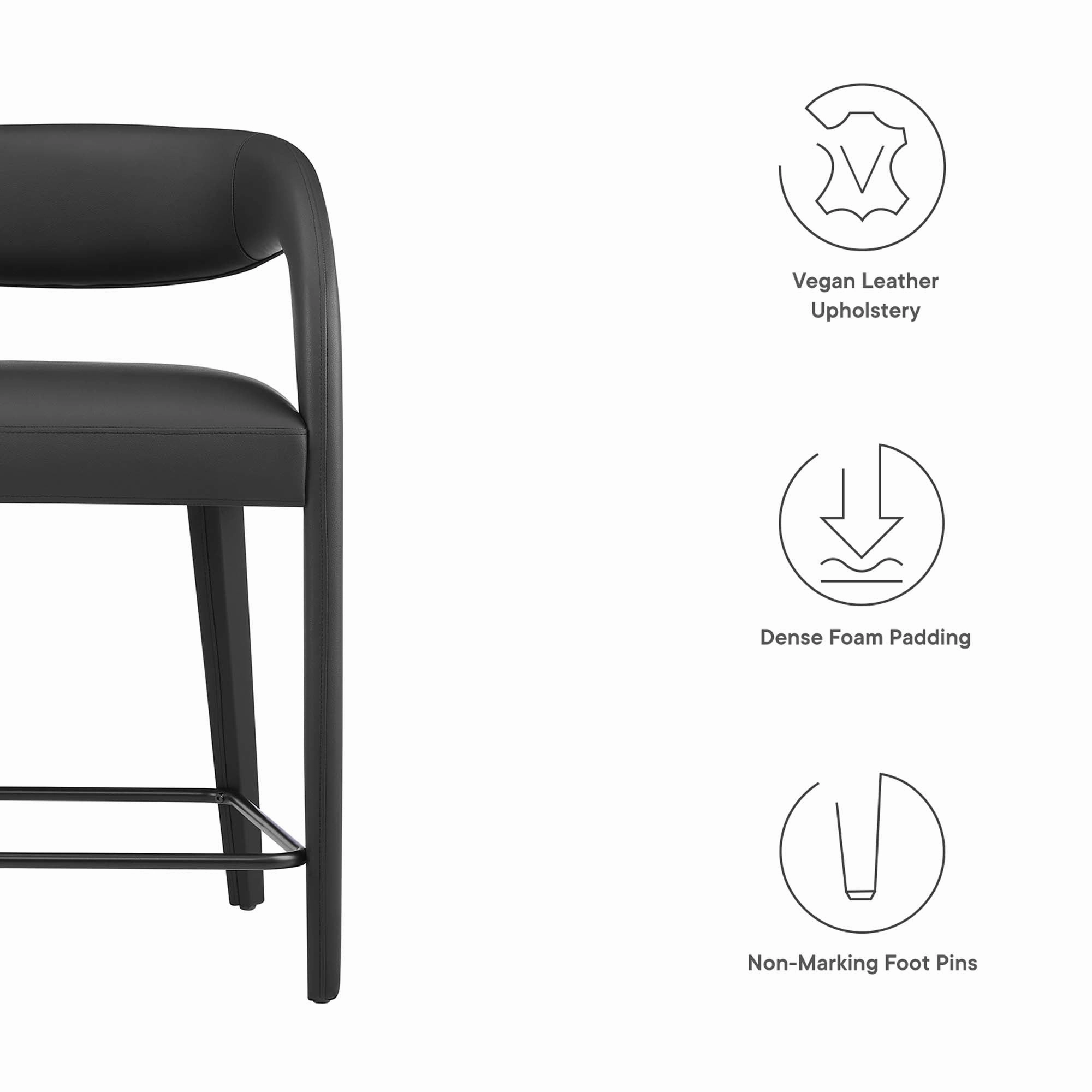 Pinnacle Vegan Leather Counter Stool Set of Two by Modway