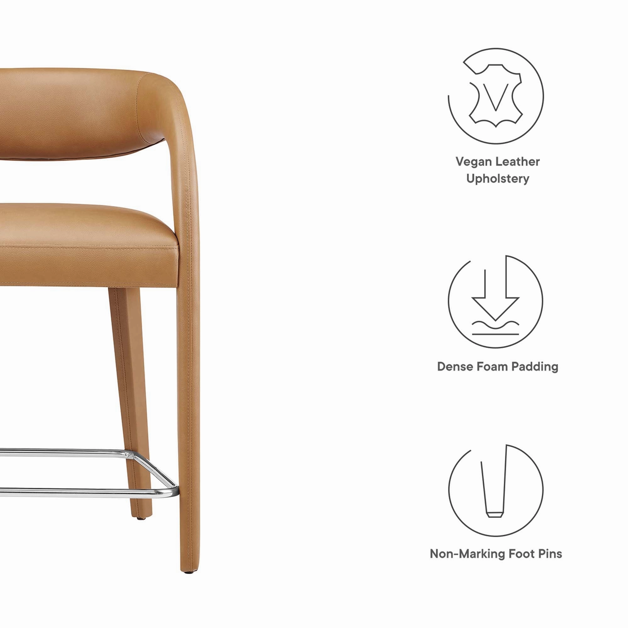 Pinnacle Vegan Leather Counter Stool Set of Two by Modway