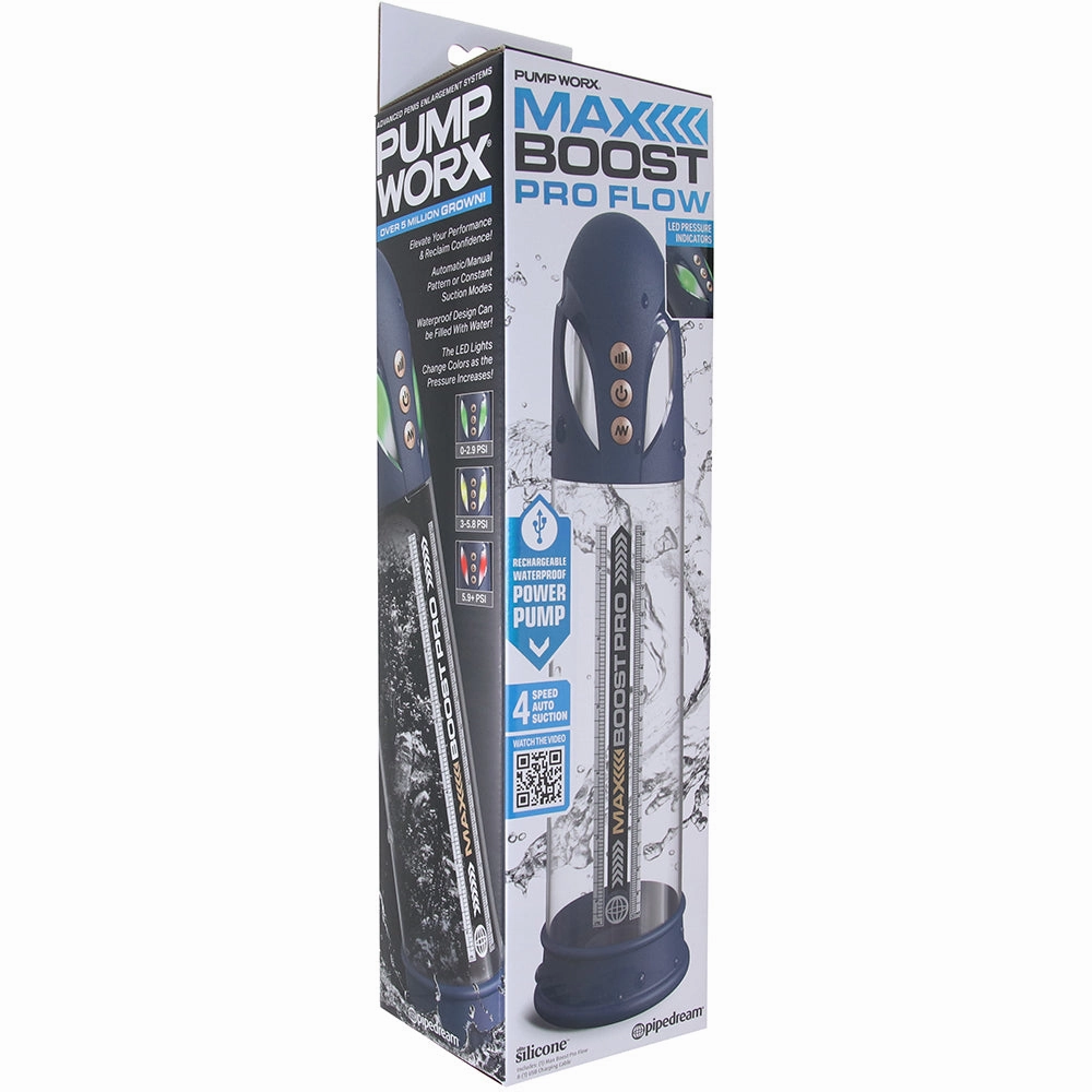 Pump Worx Max Boost Pro Flow Penis Pump in Blue