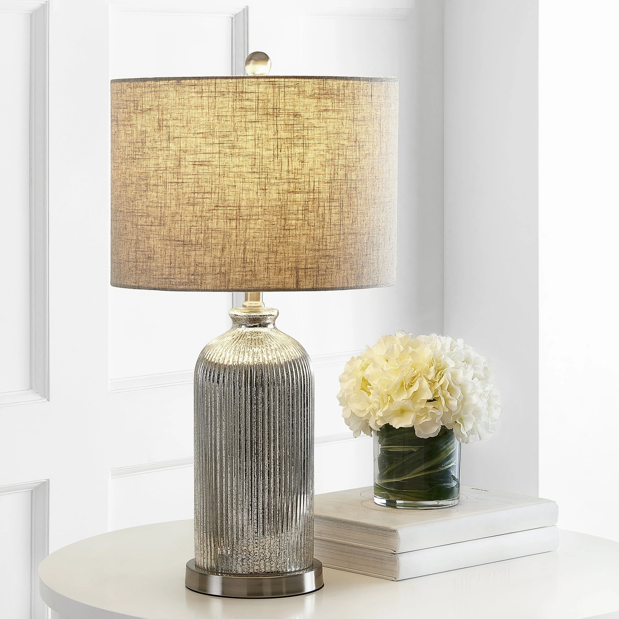 Safavieh TBL4217A-SET2 Ashson Rustic 26 in. H Table Lamp, Silver/Ivory