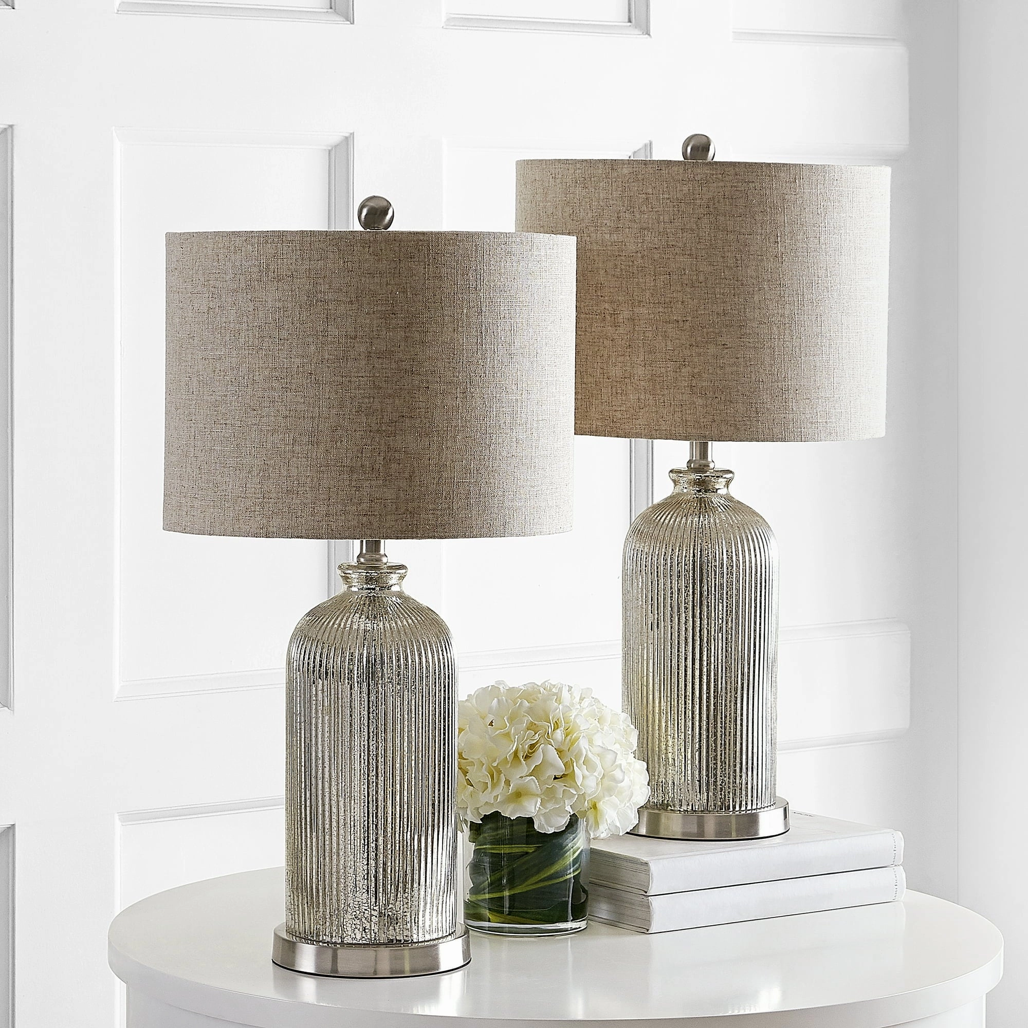 Safavieh TBL4217A-SET2 Ashson Rustic 26 in. H Table Lamp, Silver/Ivory