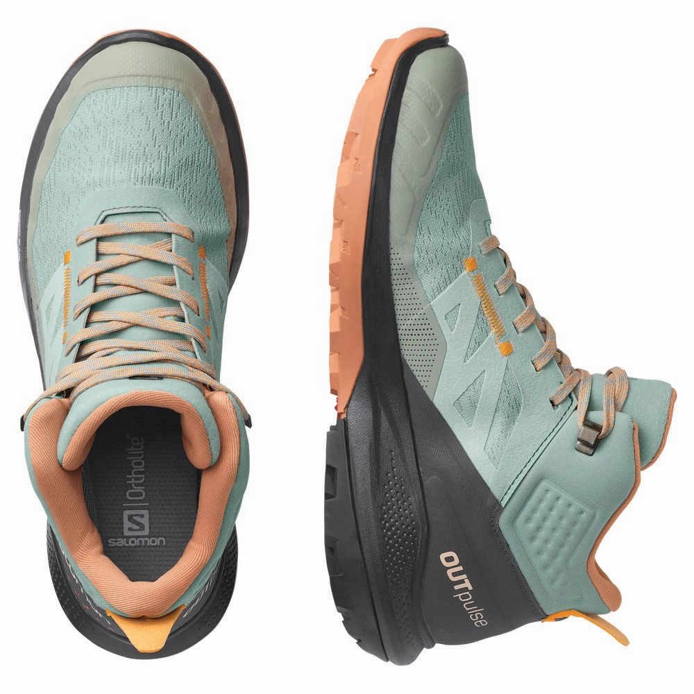 Salomon Outpulse Mid GORE-TEX Hiking Boots for Ladies - Wrought Iron/Ebony/Blaze Orange - 9.5M