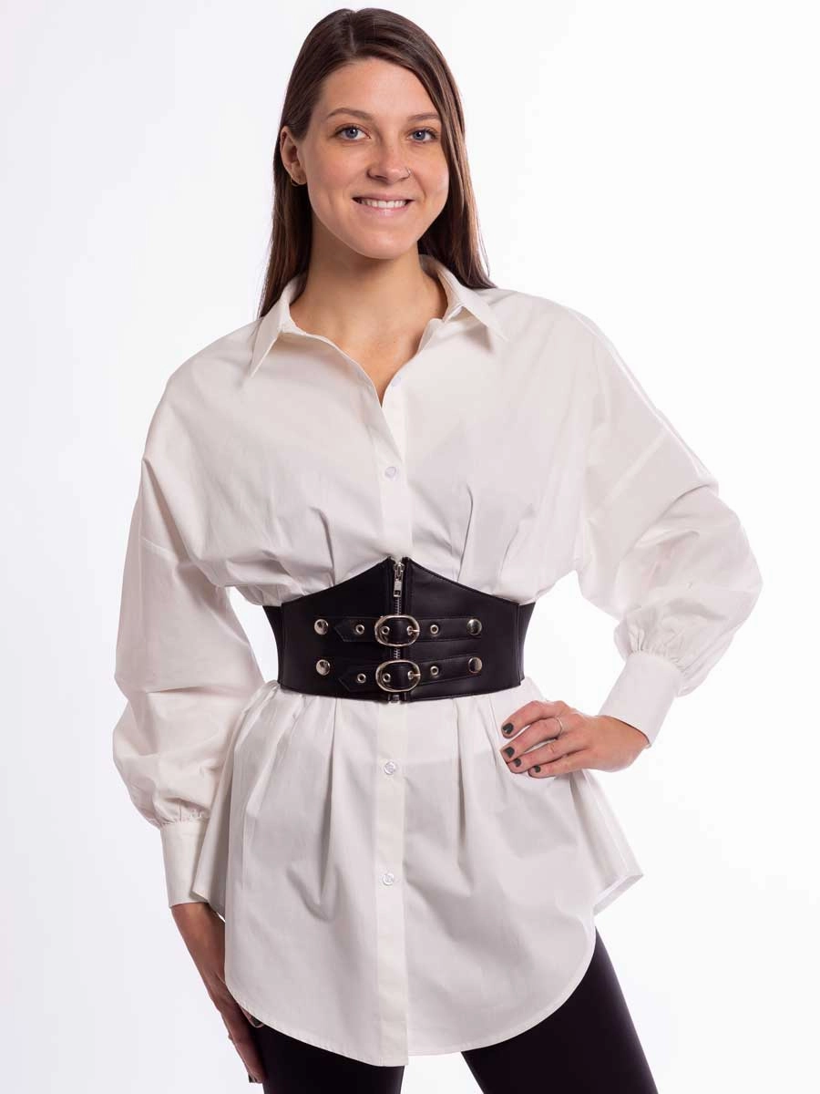 Steampunk Corset Belt with Zipper and Mock Buckles-Short : CB-925Short