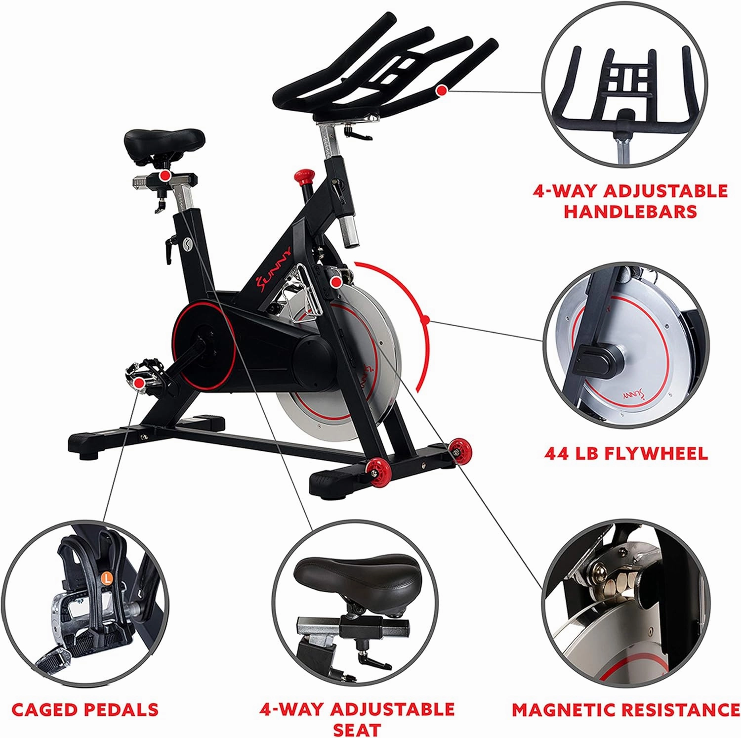 Sunny Health & Fitness Magnetic Belt Drive Indoor Cycling Bike - $220