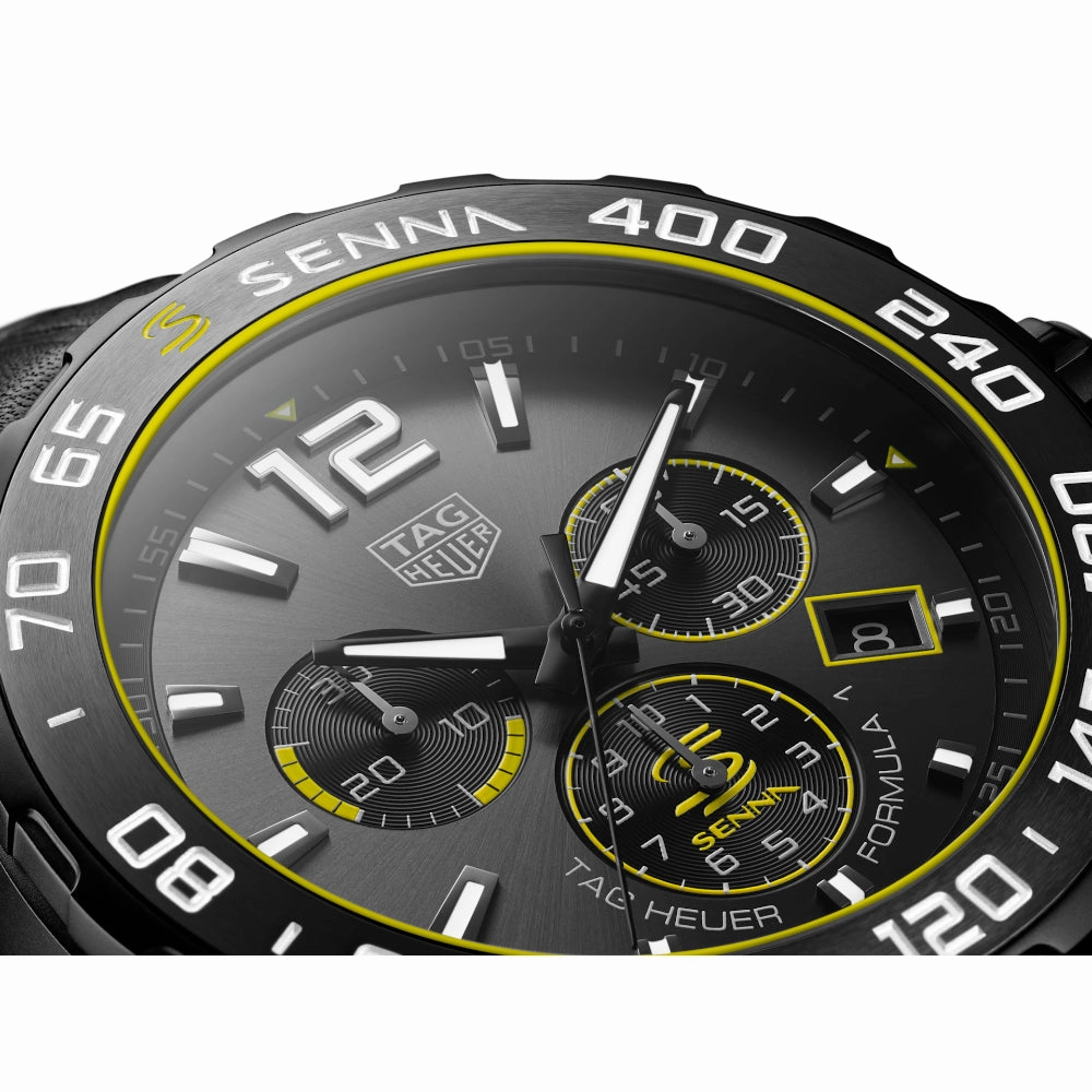 Tag Heuer Formula 1 X Senna Quartz Chronograph 43 mm - Grey/Black Leather