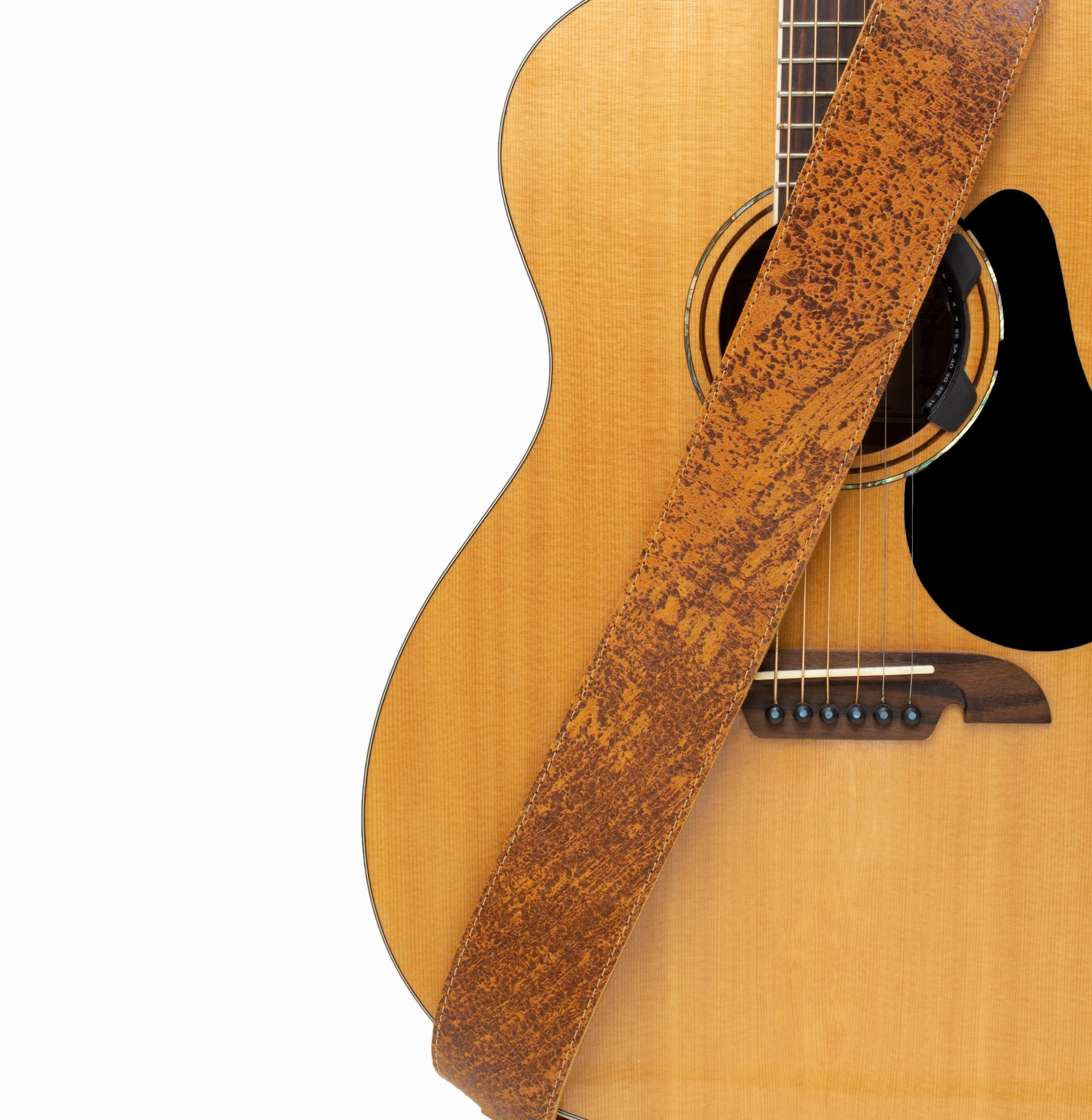 The Legend - Spotted Cognac Heavyweight Smooth Full Grain Leather Guitar Strap