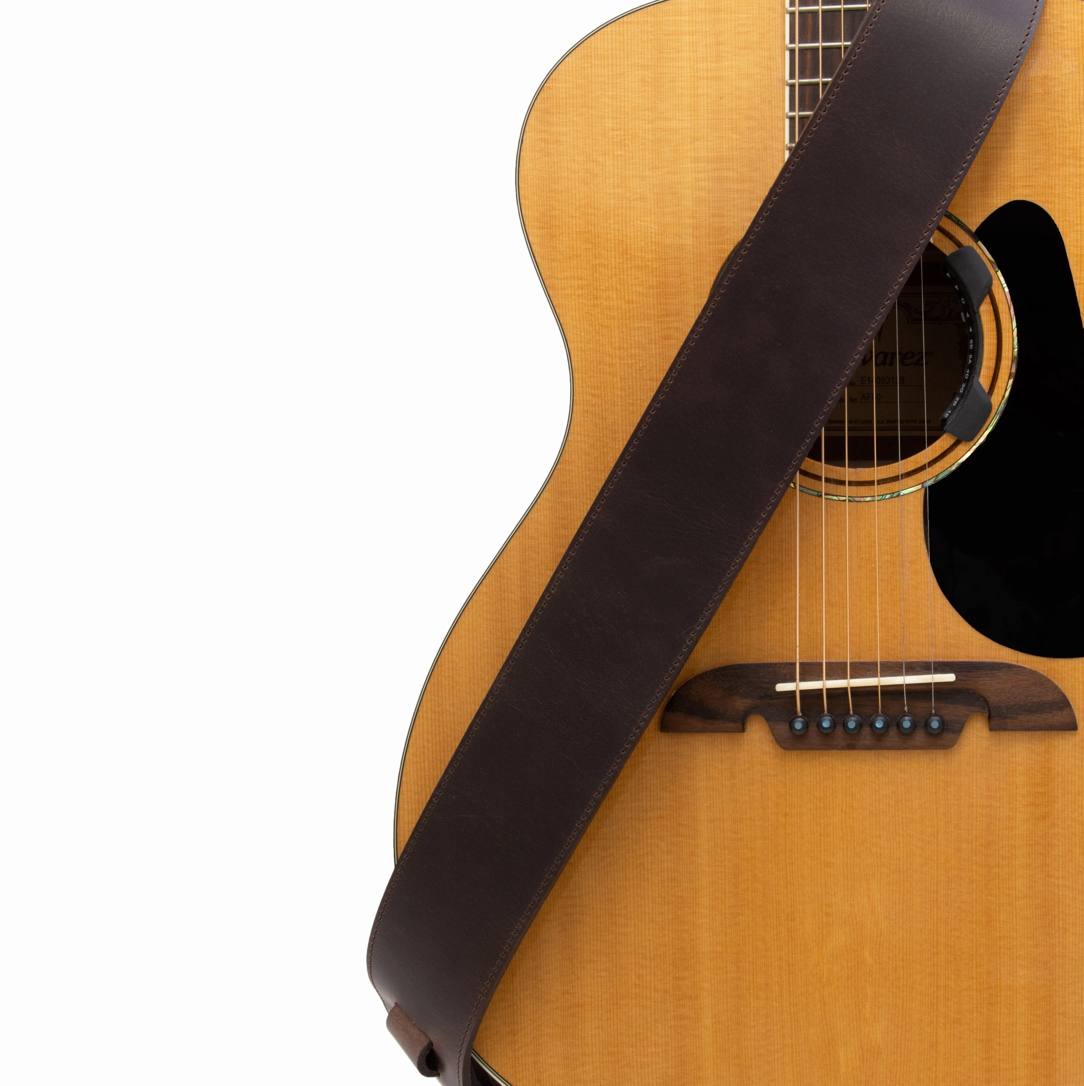 The Legend - Spotted Cognac Heavyweight Smooth Full Grain Leather Guitar Strap