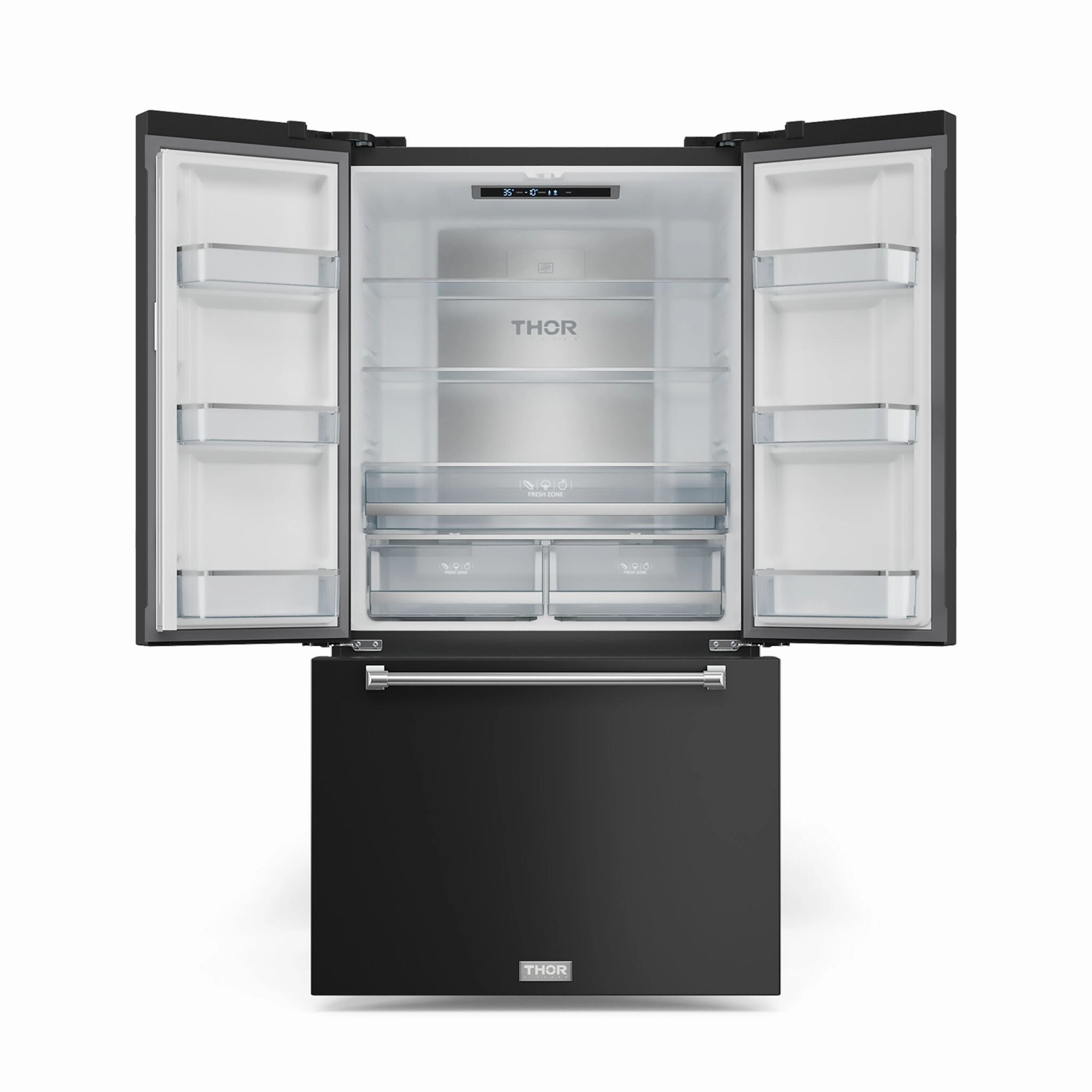 Thor Kitchen Matte Black French Door Counter-Depth Refrigerator with Ice Maker| Gordon Ramsay Collection (20.3 cu.ft.) - RF3621CTD00-SS