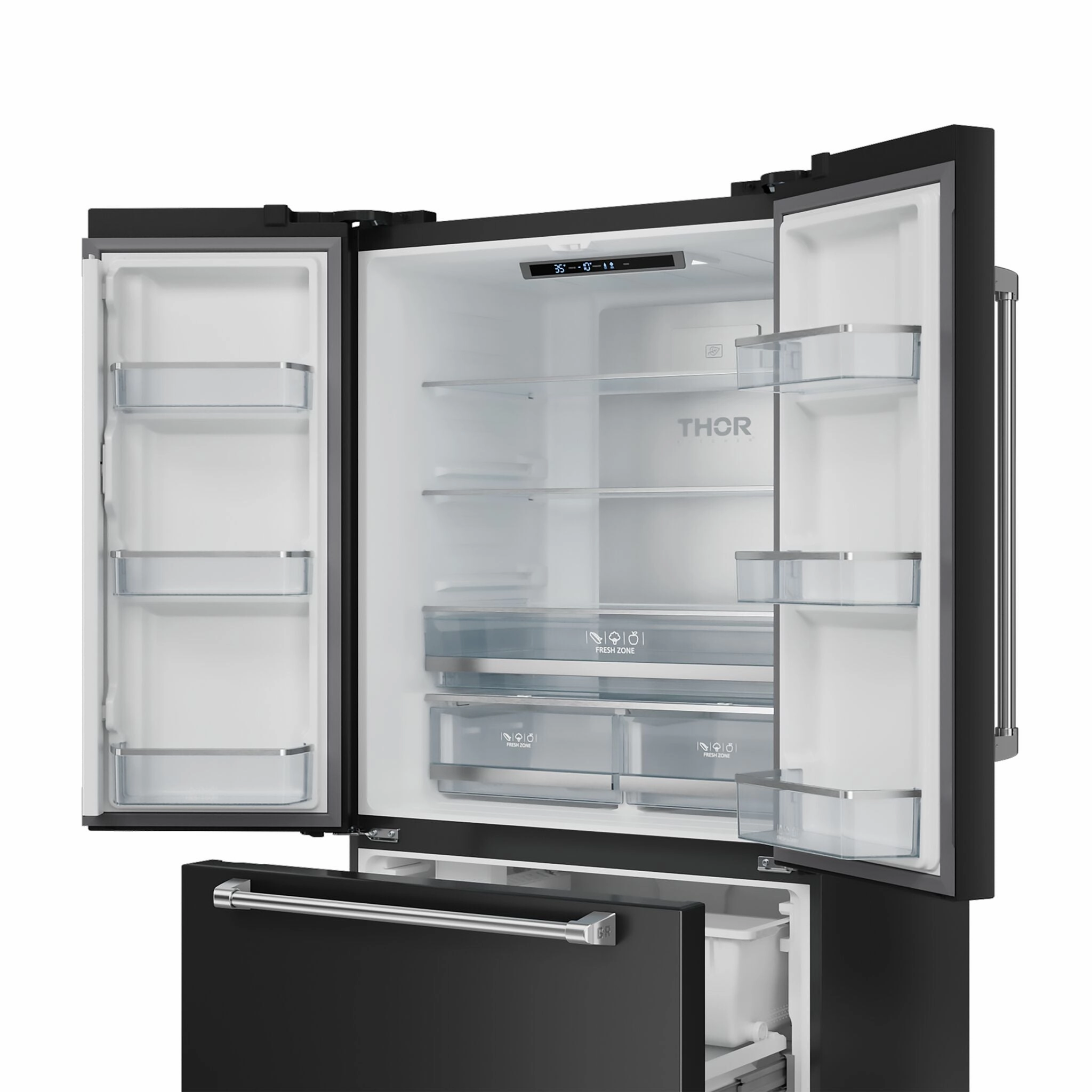 Thor Kitchen Matte Black French Door Counter-Depth Refrigerator with Ice Maker| Gordon Ramsay Collection (20.3 cu.ft.) - RF3621CTD00-SS