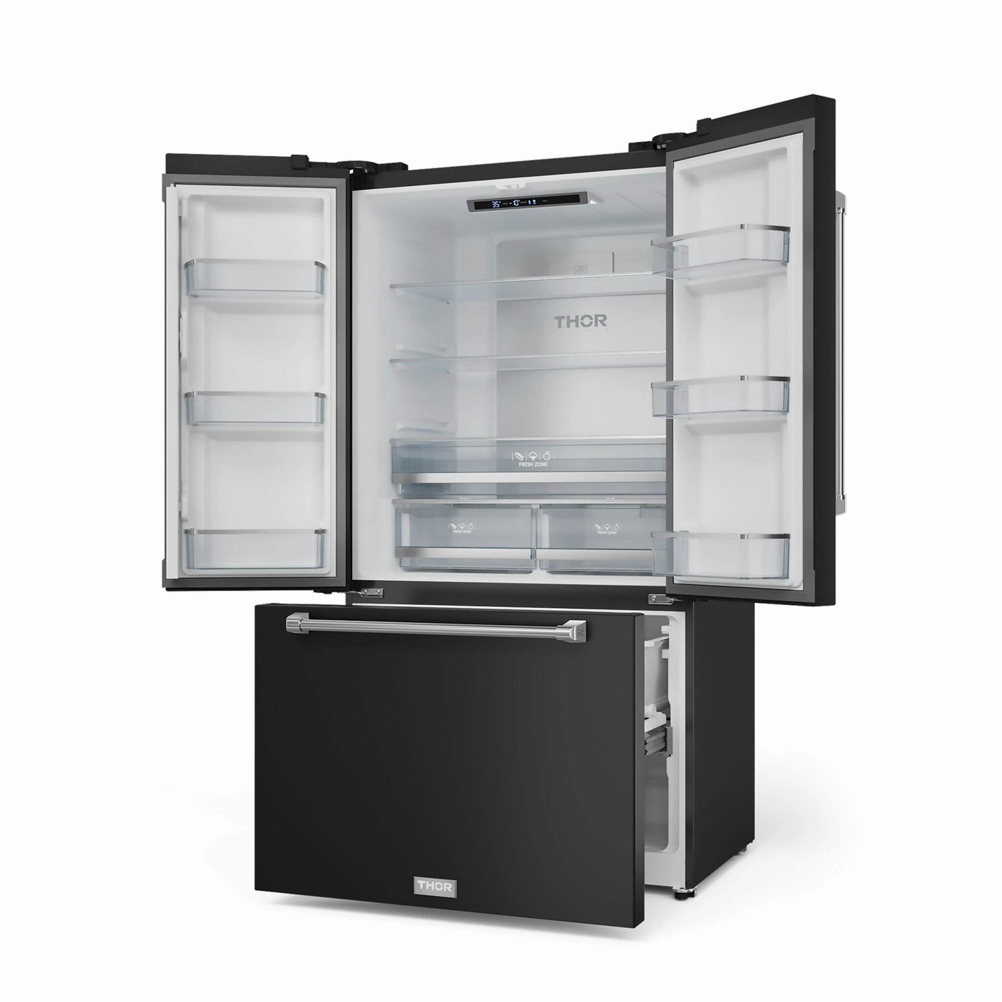 Thor Kitchen Matte Black French Door Counter-Depth Refrigerator with Ice Maker| Gordon Ramsay Collection (20.3 cu.ft.) - RF3621CTD00-SS